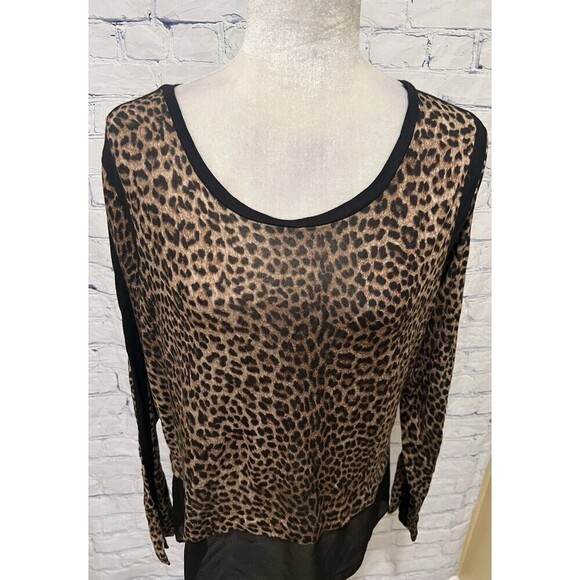 Michael Kors Womens Animal Print Top Bottom Black Sheer Size Large - Picture 2 of 7
